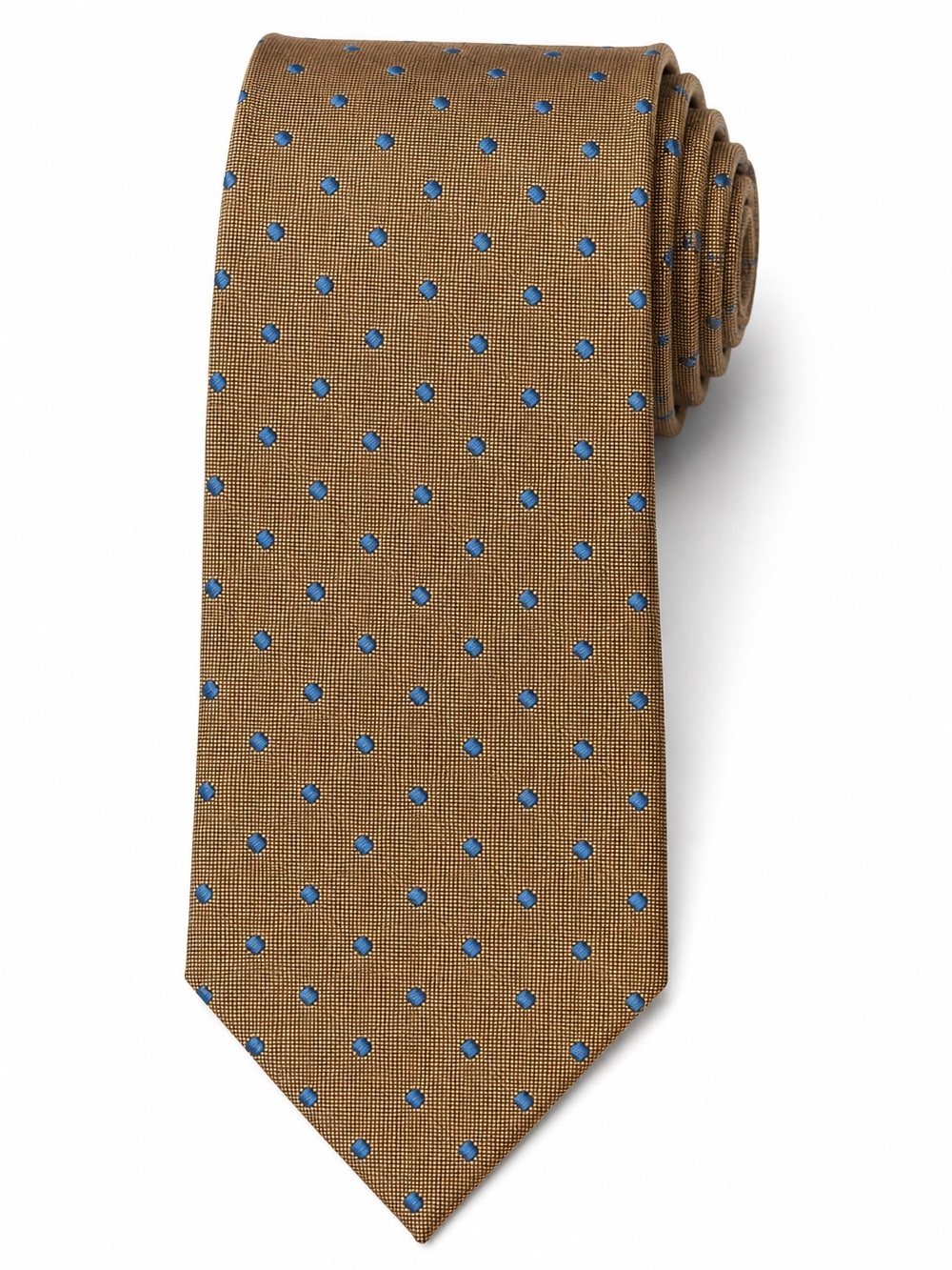 Brooks Brothers Basics 100% Silk Tie Brown Blue Dot Made in USA Preppy